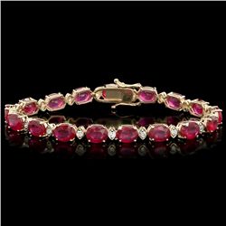 14K YELLOW GOLD 25.00CT RUBY 1.10CT DIAMOND BRACELET