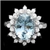 Image 1 : 14K WHITE GOLD 3.00CT AQUAMARINE 0.75CT DIAMOND RING