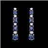 Image 1 : 14K WHITE GOLD 7CT SAPPHIRE 0.40CT DIAMOND EARRINGS