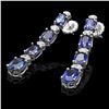 Image 2 : 14K WHITE GOLD 7CT SAPPHIRE 0.40CT DIAMOND EARRINGS