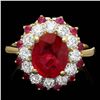 Image 1 : 14K YELLOW GOLD 4.15CT RUBY 1.20CT DIAMOND RING