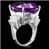 Image 2 : 14K WHITE GOLD 30.00CT AMETHYST 0.75CT DIAMOND RING