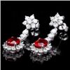 Image 2 : 14K WHITE GOLD 4.00CT RUBY 2.50CT DIAMOND EARRINGS