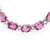 Image 2 : 14K GOLD 40CT PINK SAPPHIRE 1.50CT DIAMOND NECKLACE