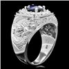 Image 2 : 14K WHITE GOLD 2CT SAPPHIRE .90CT DIAMOND MENS RING