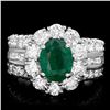 Image 1 : 14K WHITE GOLD 2.10CT EMERALD 3CT DIAMOND RING