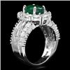 Image 2 : 14K WHITE GOLD 2.10CT EMERALD 3CT DIAMOND RING