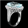 Image 2 : 14K WHITE GOLD 9.00CT AQUAMARINE 1.30CT DIAMOND RING