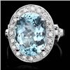 Image 1 : 14K WHITE GOLD 7.00CT AQUAMARINE 0.70CT DIAMOND RING