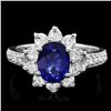 Image 1 : 14K WHITE GOLD 1.70CT SAPPHIRE 1.20CT DIAMOND RING