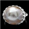 Image 1 : 14K WHITE GOLD 14 X 14MM PEARL 0.70CT DIAMOND RING