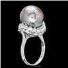 Image 2 : 14K WHITE GOLD 14 X 14MM PEARL 0.70CT DIAMOND RING