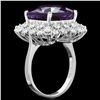 Image 2 : 14K WHITE GOLD 8.00CT AMETHYST 1.00CT DIAMOND RING