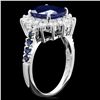 Image 2 : 14K WHITE GOLD 4.3CT SAPPHIRE 0.80CT DIAMOND RING