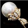 Image 2 : 14K YELLOW GOLD 16 X 16MM PEARL 1.20CT DIAMOND PENDANT