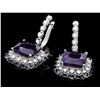 Image 2 : 14K WHITE GOLD 14CT AMETHYST 1.15CT DIAMOND EARRINGS