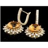 Image 2 : 14K YELLOW GOLD 10.00CT CITRINE 2.00CT DIAMOND EARRINGS