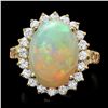 Image 1 : 14K YELLOW GOLD 5.00CT OPAL 1.35CT DIAMOND RING