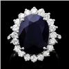 Image 1 : 14K WHITE GOLD 7.30CT SAPPHIRE 1.30CT DIAMOND RING