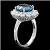 Image 2 : 14K WHITE GOLD 5.70CT TOPAZ 0.80CT DIAMOND RING