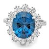 Image 3 : 14K WHITE GOLD 5.70CT TOPAZ 0.80CT DIAMOND RING