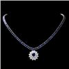 Image 1 : 14K WHITE GOLD 45CT SAPPHIRE 1.70CT DIAMOND NECKLACE