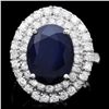 Image 1 : 14K WHITE GOLD 8.00CT SAPPHIRE 1.65CT DIAMOND RING