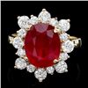 Image 1 : 14K YELLOW GOLD 4.50CT RUBY 1.10CT DIAMOND RING