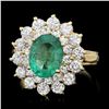 Image 1 : 14K YELLOW GOLD 1.50CT EMERALD 1.35CT DIAMOND RING