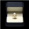 Image 3 : 14K YELLOW GOLD 12 X 12MM PEARL 0.40CT DIAMOND RING