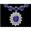 Image 2 : 14K WHITE GOLD 87CT SAPPHIRE 2.50CT DIAMOND NECKLACE