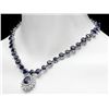 Image 3 : 14K WHITE GOLD 87CT SAPPHIRE 2.50CT DIAMOND NECKLACE