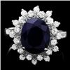 Image 1 : 14K WHITE GOLD 4.00CT SAPPHIRE 0.75CT DIAMOND RING