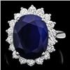 Image 1 : 14K WHITE GOLD 9.50CT SAPPHIRE 1.20CT DIAMOND RING