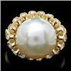 Image 1 : 14K YELLOW GOLD 12MM PEARL 0.65CT DIAMOND RING