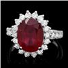 Image 1 : 14K WHITE GOLD 5.00CT RUBY 1.15CT DIAMOND RING