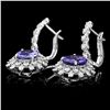 Image 2 : 14K WHITE GOLD 5CT TANZANITE 1.60CT DIAMOND EARRINGS