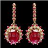 Image 1 : 14K YELLOW GOLD 24.5CT RUBY 0.70CT DIAMOND EARRINGS