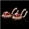 Image 2 : 14K YELLOW GOLD 24.5CT RUBY 0.70CT DIAMOND EARRINGS