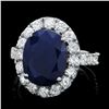 Image 1 : 14K WHITE GOLD 8.00CT SAPPHIRE 2.00CT DIAMOND RING