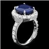 Image 2 : 14K WHITE GOLD 8.00CT SAPPHIRE 2.00CT DIAMOND RING