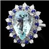 Image 1 : 14K WHITE GOLD 5.50CT AQUAMARINE 0.55CT DIAMOND RING