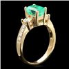 Image 2 : 14K YELLOW GOLD 1.60CT EMERALD 0.70CT DIAMOND RING