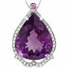 Image 2 : 14K WHITE GOLD 49CT AMETHYST 0.50CT DIAMOND PENDANT