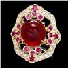 Image 1 : 14K YELLOW GOLD 13CT RUBY 0.50CT DIAMOND RING