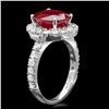 Image 2 : 14K WHITE GOLD 5.00CT RUBY 1.40CT DIAMOND RING