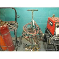 OXYGEN ACCETELENE CUTTING TORCH SYSTEM ( RACK, HOSES, GAUGES)