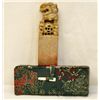 Asian soapstone seal foo lio hand carved 4  tall