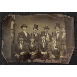 Antique Tintype Photograph Men in Top Hats 1/6 Plt