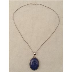 Blue Lapis Sterling Oval Pendant Necklace